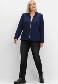 Blazer mit Stehkragen und Kontrast-Zipper