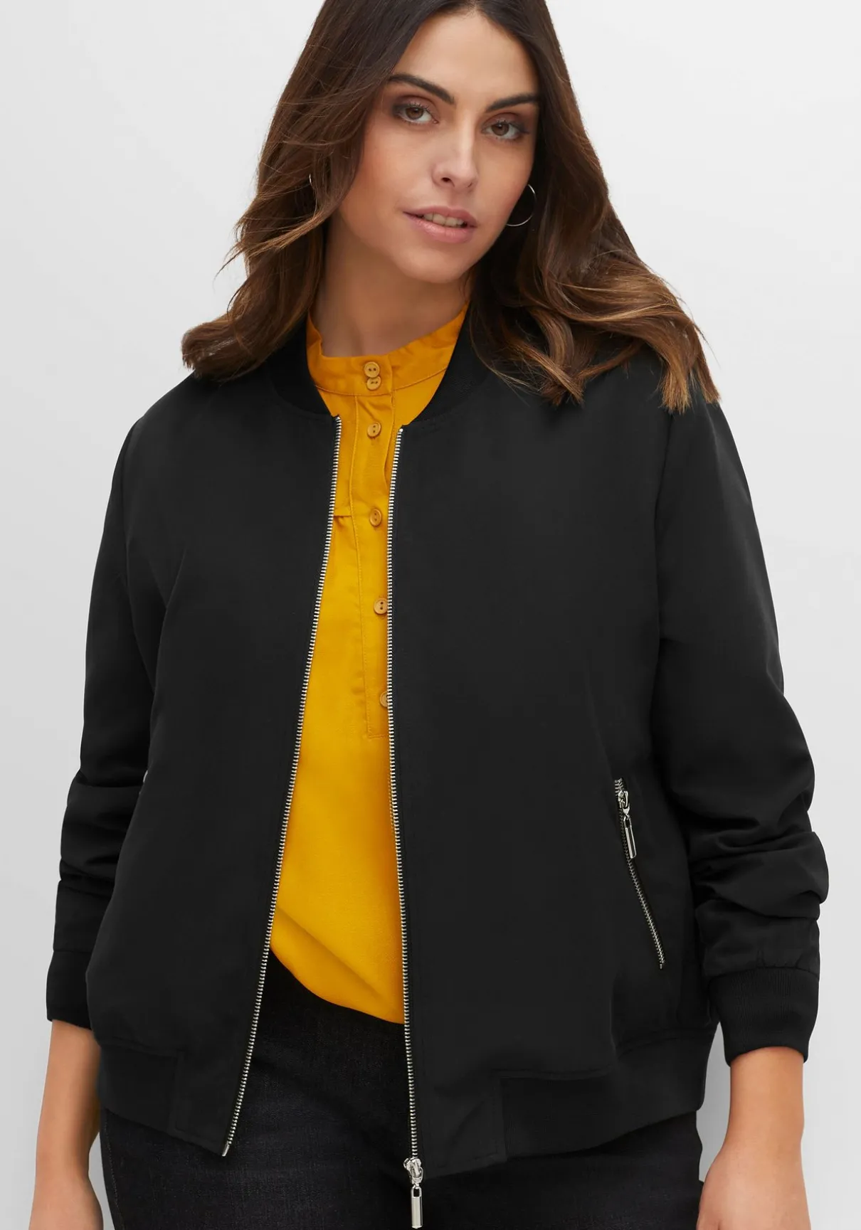 Blouson mit Rippbündchen und Reißverschluss