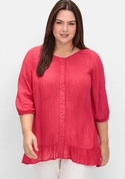 Bluse aus Crêpe, mit Volants am Saum