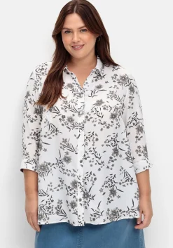 Bluse in leichter A-Linie, mit floralem Print