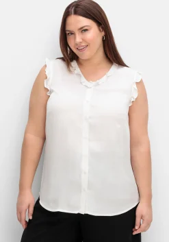 Bluse in ärmelloser Form mit Volants, aus Viskose