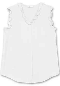 Bluse in ärmelloser Form mit Volants, aus Viskose