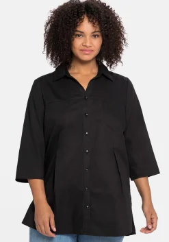 Bluse mit 3/4-Arm und dekorativen Falten