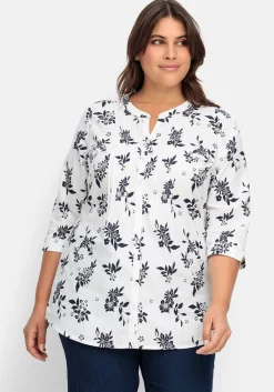 Bluse mit Biesen und Blumenprint