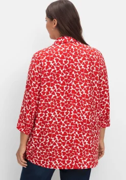 Bluse mit Herz-Alloverprint und 3/4-Ärmeln