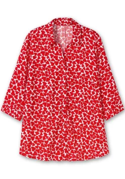 Bluse mit Herz-Alloverprint und 3/4-Ärmeln