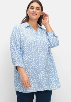Bluse mit Herz-Alloverprint und 3/4-Ärmeln
