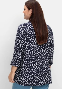 Bluse mit Herz-Alloverprint und 3/4-Ärmeln