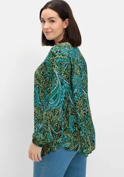 Bluse mit Paisleydruck und V-Ausschnitt