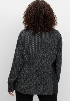 Bluse mit Print und elastischen Einsätzen
