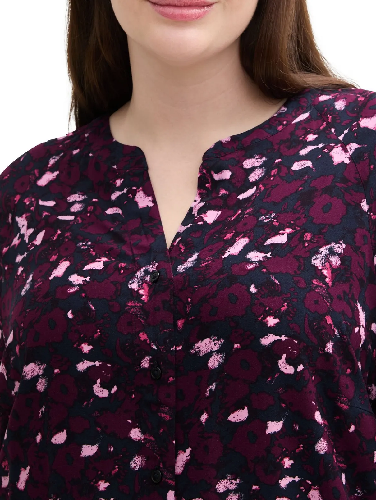 Bluse mit V-Schlitz und Alloverprint