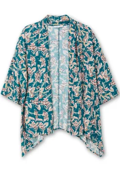 Blusenjacke im Kimono-Stil, mit Blumendruck