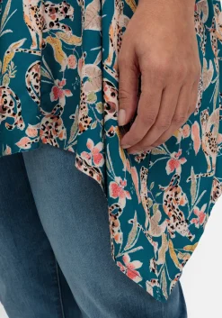 Blusenjacke im Kimono-Stil, mit Blumendruck