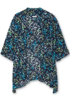 Blusenjacke mit Blätterdruck, in Zipfelform