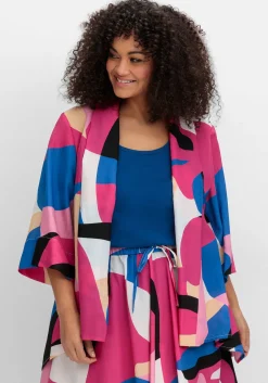 Blusenjacke mit Grafikprint, in offener Form