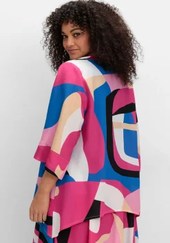 Blusenjacke mit Grafikprint, in offener Form