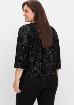 Blusenjacke mit Pailletten und 3/4-Ärmeln