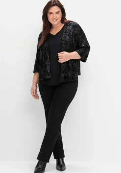 Blusenjacke mit Pailletten und 3/4-Ärmeln