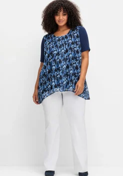 Blusenshirt aus Jersey und Chiffon, in Lagenoptik