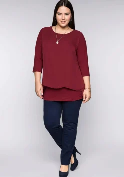 Blusenshirt in leichter A-Linie mit Zipfelsaum