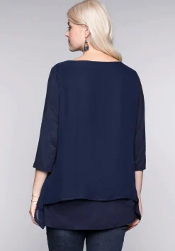 Blusenshirt in leichter A-Linie mit Zipfelsaum