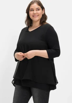 Blusenshirt mit Chiffon, doppellagig