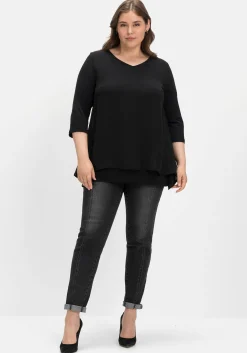 Blusenshirt mit Chiffon, doppellagig