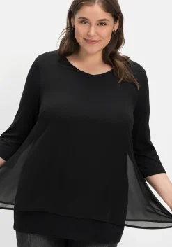 Blusenshirt mit Chiffon, doppellagig