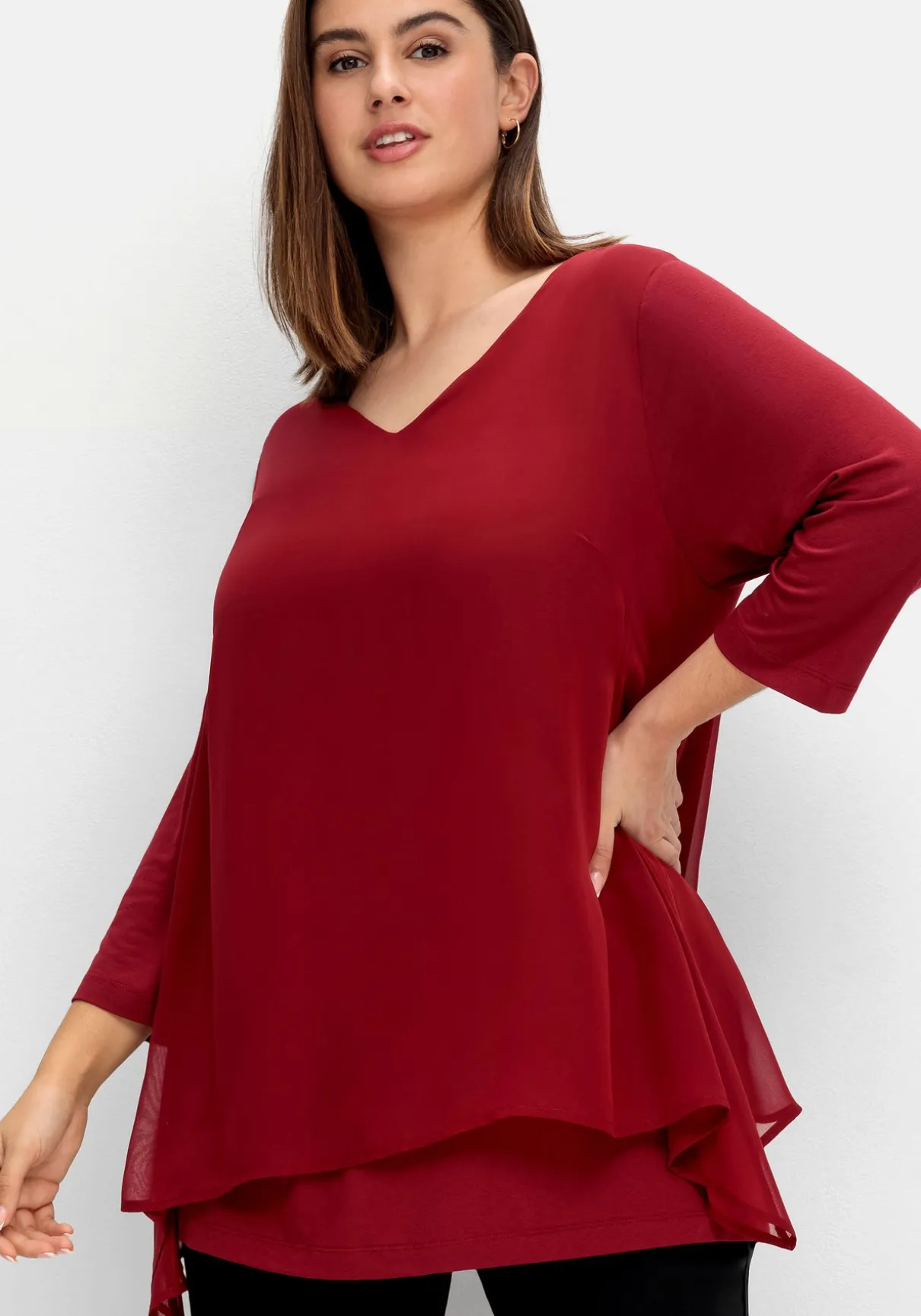 Blusenshirt mit Chiffon, doppellagig