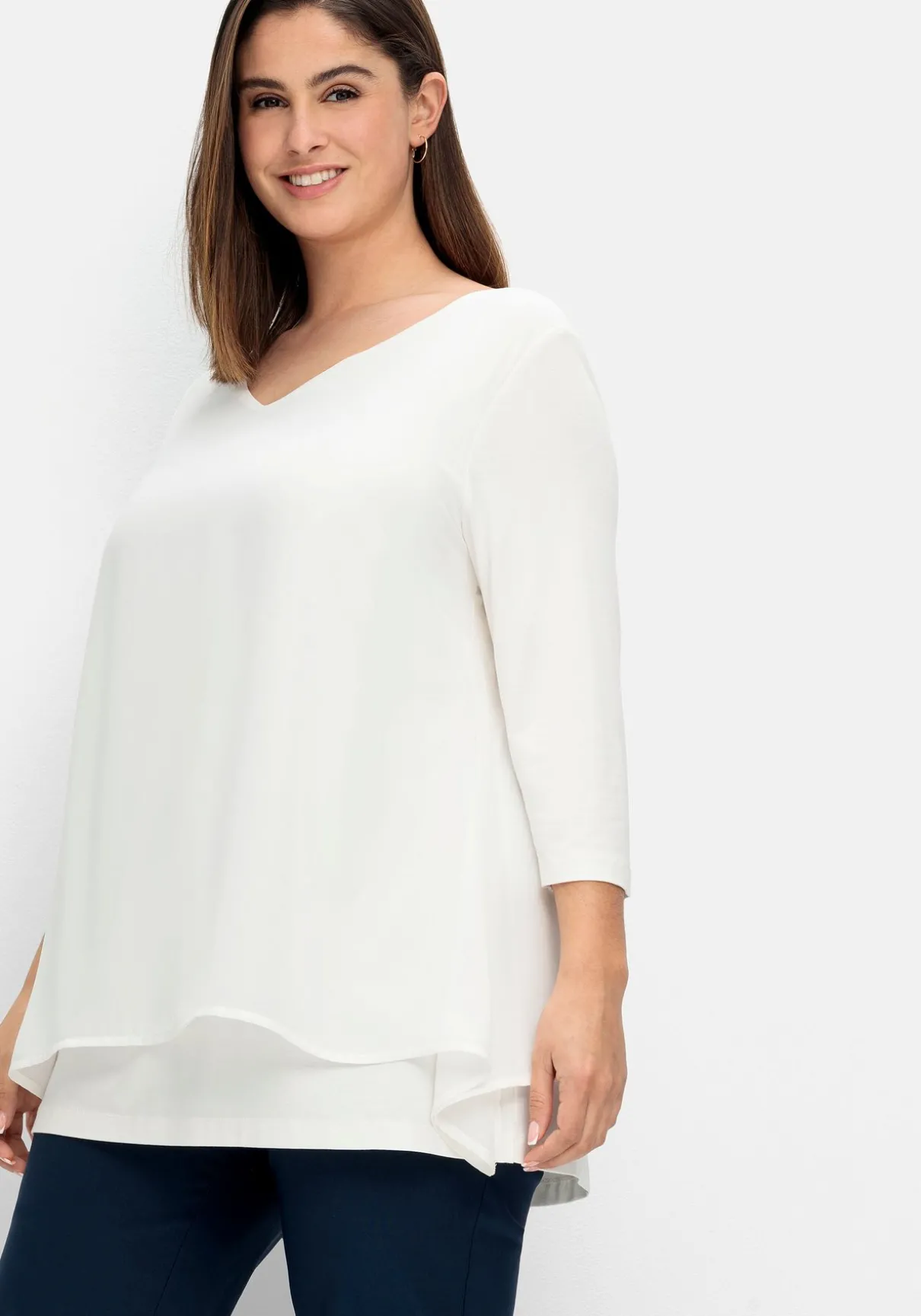 Blusenshirt mit Chiffon, doppellagig