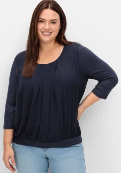 Blusenshirt mit Chiffon-Body und 3/4-Ärmeln