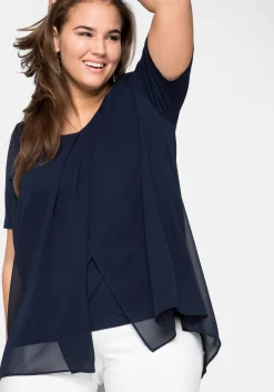 Blusenshirt mit gelegten Falten, im Lagenlook