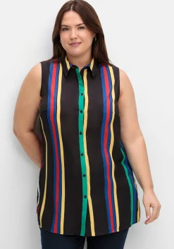 Blusentop in Longform, mit Längsstreifen