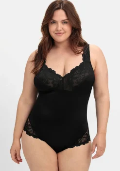 Body in Satinoptik, mit Spitze