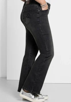 Bootcut-Jeans in 5-Pocket-Form, mit Used-Effekten