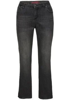 Bootcut-Jeans in 5-Pocket-Form, mit Used-Effekten
