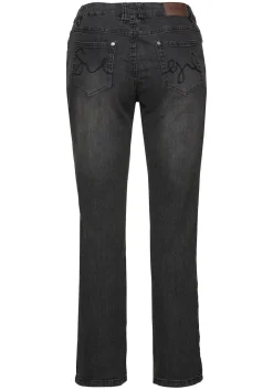 Bootcut-Jeans in 5-Pocket-Form, mit Used-Effekten