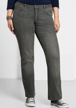 Bootcut-Jeans in 5-Pocket-Form, mit Used-Effekten