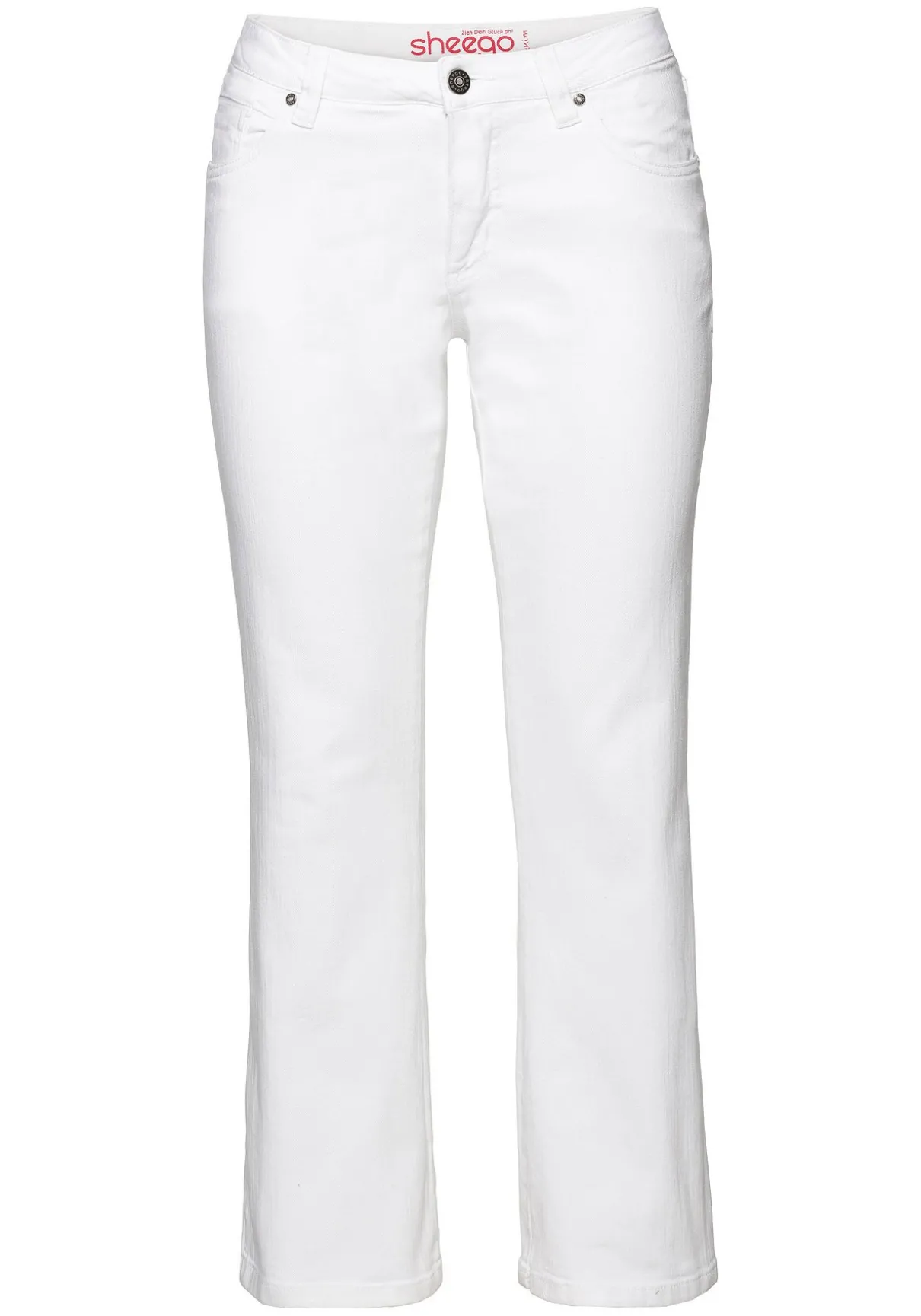 Bootcut-Jeans in 5-Pocket-Form, mit Used-Effekten