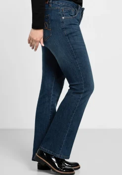 Bootcut-Jeans in 5-Pocket-Form, mit Used-Effekten