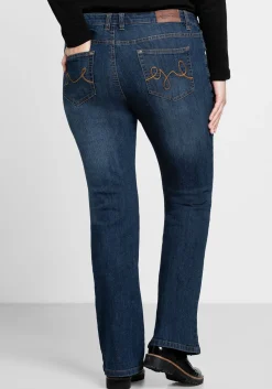 Bootcut-Jeans in 5-Pocket-Form, mit Used-Effekten