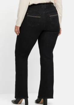 Bootcut-Jeans mit Kontrast-Stickerei, extralang