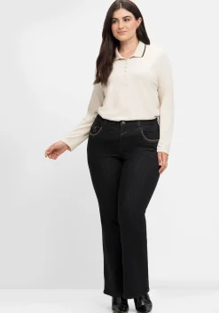 Bootcut-Jeans mit Kontrast-Stickerei, extralang