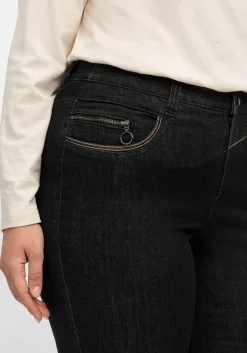 Bootcut-Jeans mit Kontrast-Stickerei, extralang