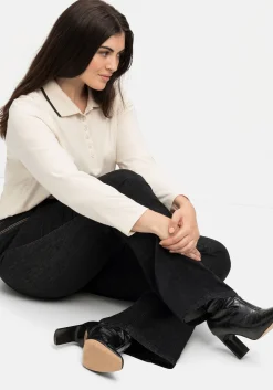 Bootcut-Jeans mit Kontrast-Stickerei, extralang