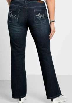 Bootcut-Jeans mit Used-Effekten