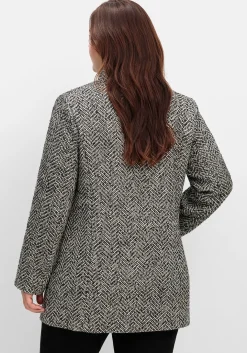 Bouclé-Jacke mit Stehkragen, im Fischgrätmuster