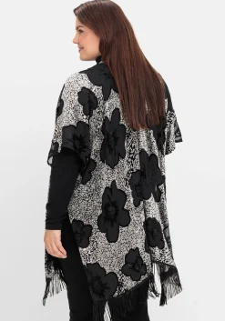 Cape im Kimonostil mit Samt- und Ausbrennerdetails