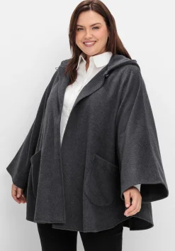 Cape mit Kapuze und 1-Knopf-Verschluss
