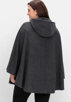 Cape mit Kapuze und 1-Knopf-Verschluss